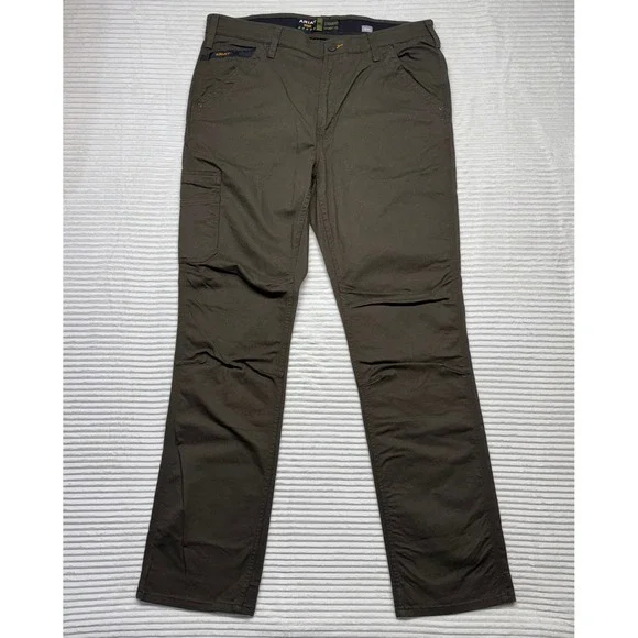 Ariat Rebar M5 Washed Twill Dungaree Work Pants Men 38x36 Straight Leg Brown - Picture 2 of 10